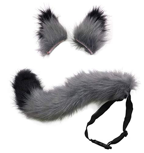 Faux Fur Fox Wolf Tail and Fox Ear Clip Cosplay Children/Adult Halloween Headwear Costume