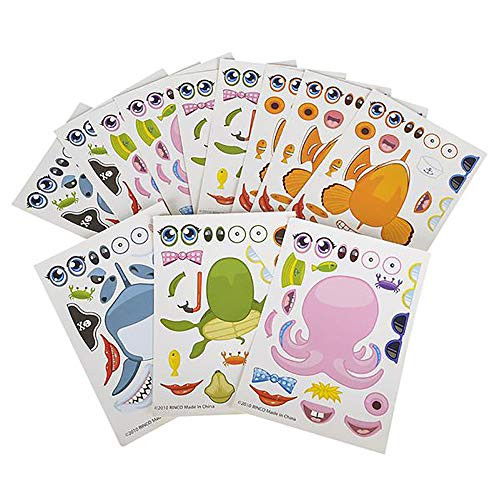 Make Sea Life Character Stickers, Great for Arts and Crafts, Party Favors -12-Pack-