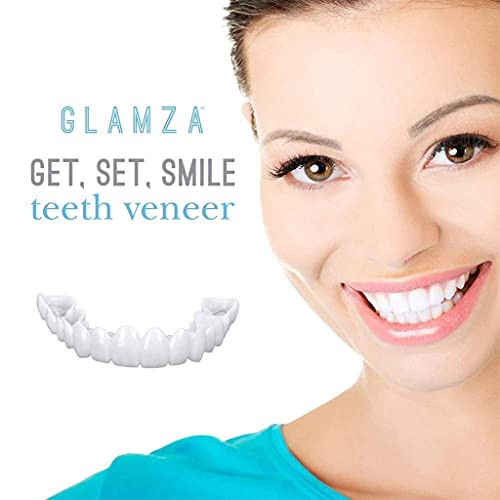 XLBHSH 2 Pairs Cosmetic Veneers Fake Teeth Veneers Denture Teeth Veneers Comfort Fit Flex Teeth Veneer, Veneers Snap in Teeth for Top Or Bottom Missing Teeth, with Box