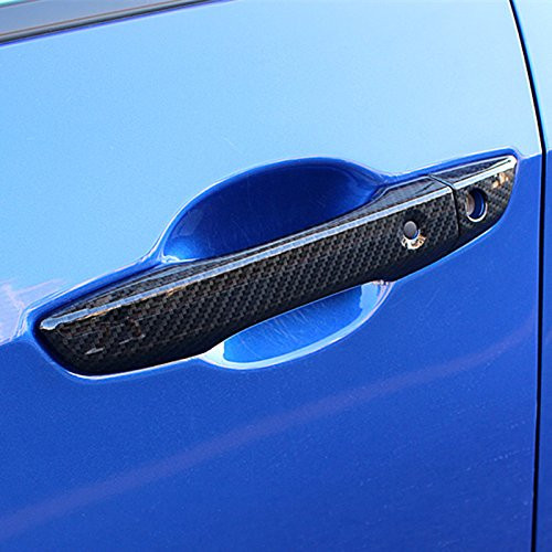 Sport Style Carbon Fiber Print Door Handle Cover Trim for Honda Civic 2016 2017 2018 (Carbon Fiber with Keyless Holes)