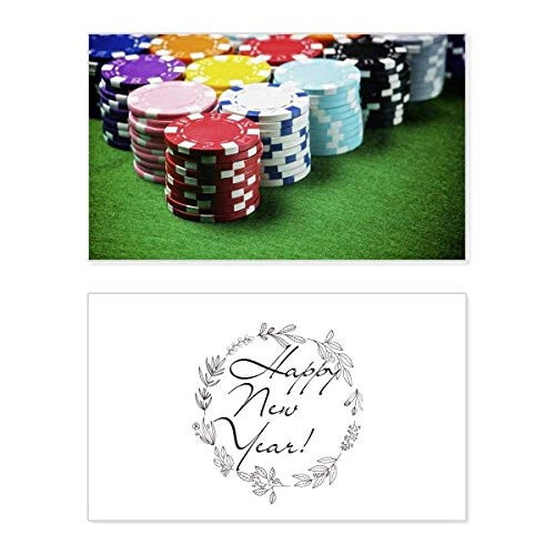 Chip Green Table Gambling Photo New Year Festival Greeting Card Bless Message Present