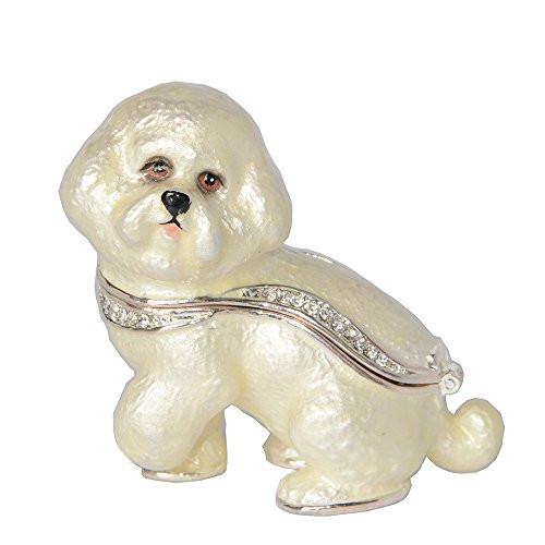 Minihouse Bichon Frise Trinket Box Hinged Hand-Painted Enameled Bird Figurine Collectible Jewelry Box Ring Holder, Unique Gift for Home Decor Minihouse Bichon Frise Trinket Box Hinged Hand-Painted Enameled Bird Figurine Collectible Jewelry Box Ring Holder, Unique Gift for Home Decor
