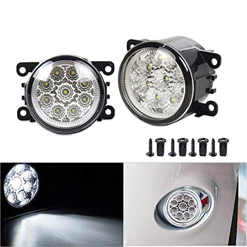 GSRECY Pair Clear Lens 6000K Fog Light Lamp Assemblies w/ 55W H11 LED Bulbs For Acura Honda Ford Nissan Subaru Suzuki Swift Lincoln Mitsubishi