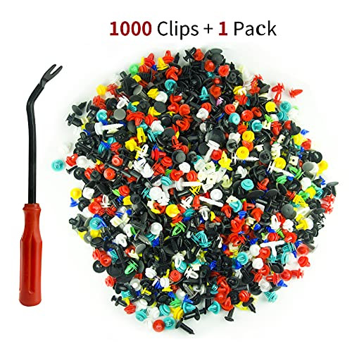 Car Push Retainer Clips Mixed Plastic Rivets with Fasteners Removal Tool Universal Plastic Rivets Auto Body Retainer Door Bumper Fender Liner Push Pin Trim Panel Clip Assortment Screw Rivets 1000PCS