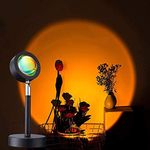 180 Degree Rotation USB Charging LED Lighting Projector Modern Floor Lamp, Romantic Visual LED Lights for Home Party Living Room Bedroom Wall Decor?Sunset?