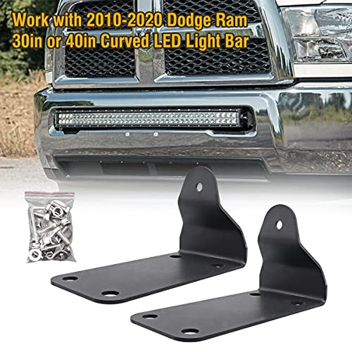 Front Lower Hidden Bumper Mounting Brackets for 30 or 40 In Curved LED Light Bar Compatible with Dodge Ram 2500 3500 Models 2010-2019