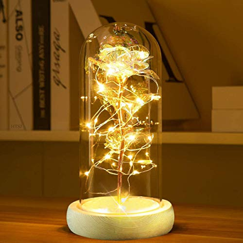 Colorful Artificial Flower Rose Gift, Led Light String on Colorful Flower, Lasts Forever in A Glass Dome, Gifts for Women, Wedding, Valentine's Day, Anniversary, Mother Day and Birthday Colorful Artificial Flower Rose Gift, Led Light String on Colorful Flower, Lasts Forever in A Glass Dome, Gifts for Women, Wedding, Valentine's Day, Anniversary, Mother Day and Birthday