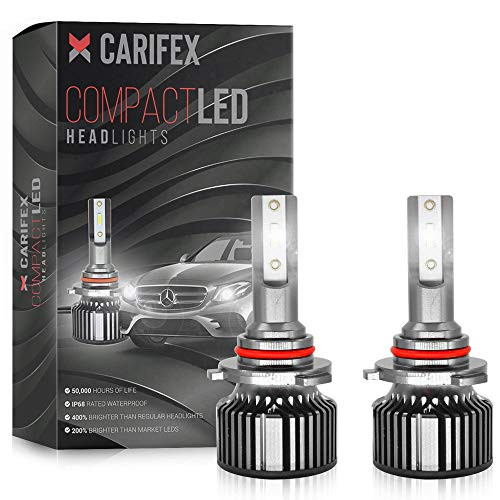CARIFEX Compact LED Headlight Bulbs 9007/HB5 LED Headlight Bulbs  High Beam and Low Beam Conversion Set - 400 percent Brighter Than Regular Headlights - CSP Chips - 6000K  Dual Beam