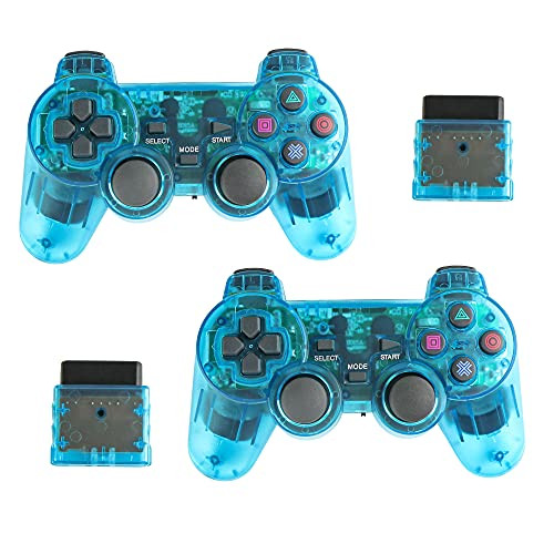 OUBLANC Wireless Controller PS2, 2.4G Dual Vibration Game Controller Gamepad Remote for Sony Playstation 2/PS2