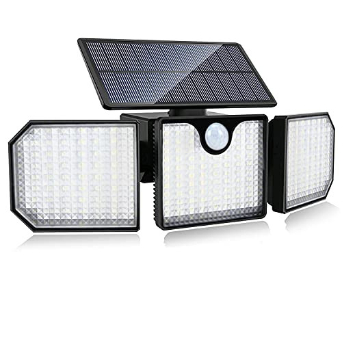 Upgrade Solar Motion Lights Outdoor, 230 LED Solar Flood Lights Outdoor Motion Sensor Security Lights 3 Head Solar Wall Lights 360 Adjustable Spotlights for Porch Patio Yard Garage, -1 Pack-
