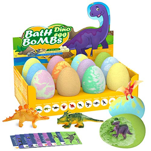 Bath Bombs for Kids, Easter Egg - Set of 12 Colorful Egg Bath Fizzies with Dinosaur Surprise, Perfect for Bubble and Spa Bath. Kids Safe Spa Bath Fizz Balls Kit, Birthday Girls and Boys Bath Bombs for Kids, Easter Egg - Set of 12 Colorful Egg Bath Fizzies with Dinosaur Surprise, Perfect for Bubble and Spa Bath. Kids Safe Spa Bath Fizz Balls Kit, Birthday Girls and Boys