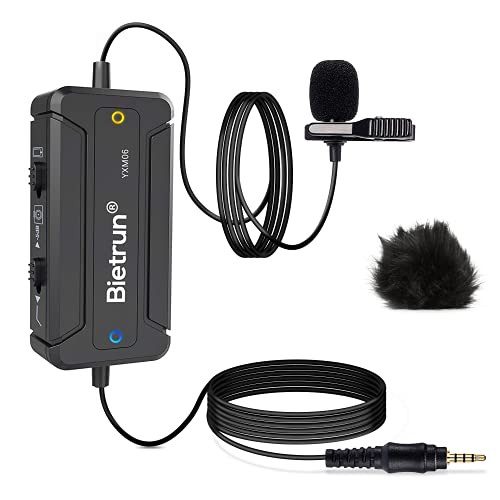Lavalier Microphone Omnidirectional Recording Lapel Mic With Noise Cancellation, 19.6Ft, Wired Clip-On Condenser Mic For iPhone,Android Smartphone,Camera,Youtube video,Interview, with Headphone Jack