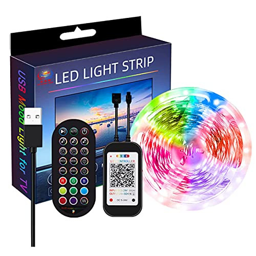 LED Light Strips,16.4ft RGB LED Strip Lights, 5050 USB Smart Led Lights Strip Music Sync Flexible Color Changing Lights App Control and Buletooth Remote, Neon Lights for Home, Kitchen, TV, Party, Car LED Light Strips,16.4ft RGB LED Strip Lights, 5050 USB Smart Led Lights Strip Music Sync Flexible Color Changing Lights App Control and Buletooth Remote, Neon Lights for Home, Kitchen, TV, Party, Car