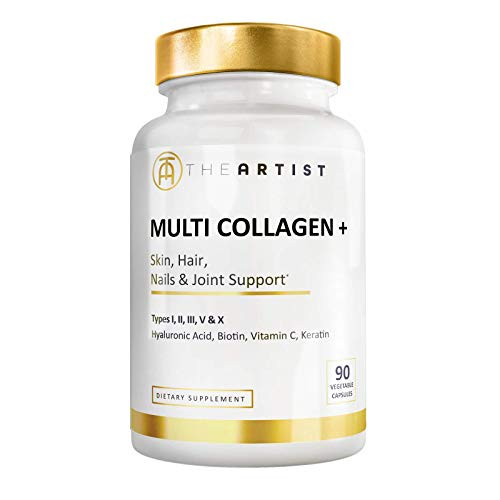 Multi Collagen Capsules, 10,000mcg Biotin, Vitamins C, B, Keratin, Hyaluronic Acid, Zinc, 5 Types of Food Sourced Collagen Peptides, Supports Skin, Hair, Nail  and  Joints - 90 Collagen Pills