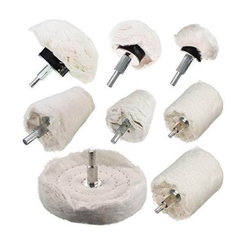 TONGTU Polishing Wheel - 8Pcs White Flannelette Polishing Wheel Cone/Column/Mushroom/T-Shaped Wheel Grinding Head with 1/4 Handle for Manifold/Aluminum/Stainless Steel/Chrome etc. TONGTU Polishing Wheel - 8Pcs White Flannelette Polishing Wheel Cone/Column/Mushroom/T-Shaped Wheel Grinding Head with 1/4 Handle for Manifold/Aluminum/Stainless Steel/Chrome etc.