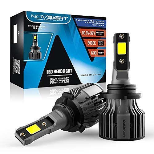 NOVSIGHT 9005/hb3 LED Headlight Bulbs,400 percent Brighter 72W 10,000Lumens BRIDGELUX Chips Super Bright LED Headlights Conversion Kit 6000K Cool White IP68 Waterproof,300 Degrees Adjustable, Pack of 2