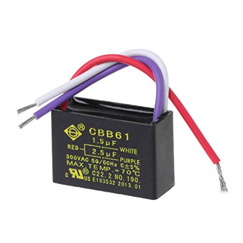 Goodqueen Black CBB61 1.5uF plus2.5uF 3 Wires AC 250V 50/60Hz Capacitor for Ceiling Fan