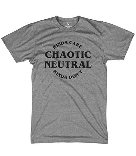 Guerrilla Tees Dungeons and Dragons Shirts Chaotic Neutral Tshirt, Gray, Large