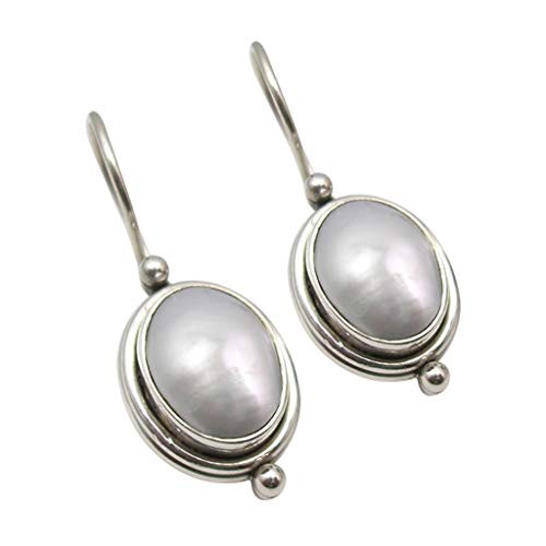 SilverStarJewel 7 x 9 mm Pearl Earrings 1" Jewelry Solid Sterling Silver SilverStarJewel 7 x 9 mm Pearl Earrings 1" Jewelry Solid Sterling Silver