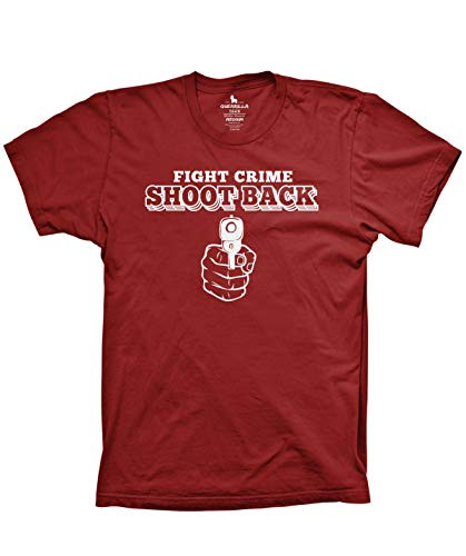 Guerrilla Tees Fight Crime Shoot Back Funny Gun Tshirts Graphic Hunting Shirts, Cardinal, Large