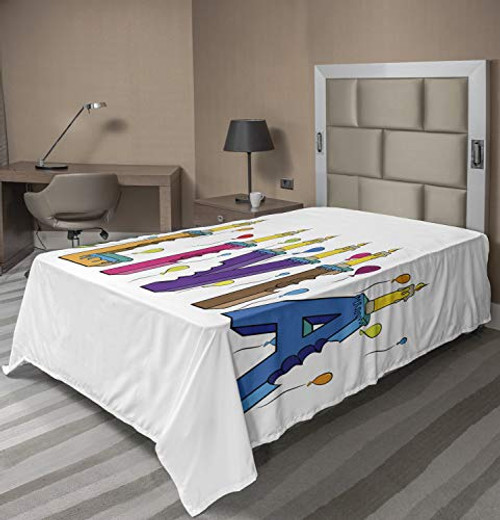 Ambesonne Olivia Flat Sheet, Colorful Balloons with Cartoon Style Composition Letter Cake Girl Name Illustration, Soft Comfortable Top Sheet Decorative Bedding 1 Piece, Twin Size, Multicolor Ambesonne Olivia Flat Sheet, Colorful Balloons with Cartoon Style Composition Letter Cake Girl Name Illustration, Soft Comfortable Top Sheet Decorative Bedding 1 Piece, Twin Size, Multicolor