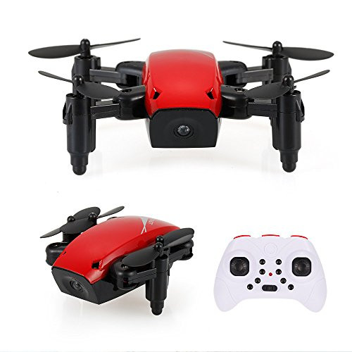 GoolRC S9 Mini Drone, 2.4G 4CH 6 Axis Gyro Foldable RC Drone, 3D Flips, Headless Mode, One Key Return, Speed Adjustment RC Quadcopter for Kids -Red-