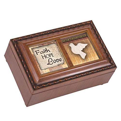 Cottage Garden Faith Hope Love Woodgrain Rope Trim Jewelry Music Box Plays Amazing Grace Cottage Garden Faith Hope Love Woodgrain Rope Trim Jewelry Music Box Plays Amazing Grace