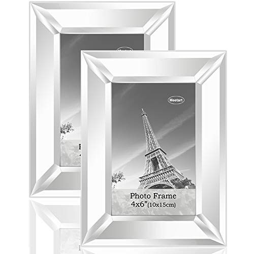 Meetart Mirrored Picture Frame 4x6 inch 2 piece Pack for Home Decoration Wall Hang or Tabletop Display