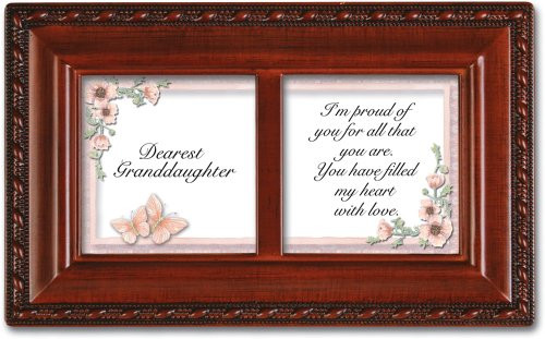 Cottage Garden Dearest Granddaughter Woodgrain Rope Trim Jewelry Music Box Plays You Light Up My Life Cottage Garden Dearest Granddaughter Woodgrain Rope Trim Jewelry Music Box Plays You Light Up My Life