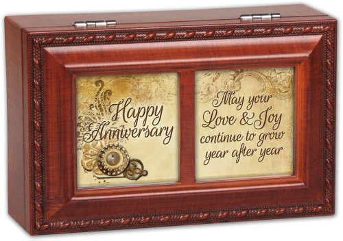 Cottage Garden Happy Anniversary Woodgrain Petite Music Box/Jewelry Box Plays Unchained Melody Cottage Garden Happy Anniversary Woodgrain Petite Music Box/Jewelry Box Plays Unchained Melody