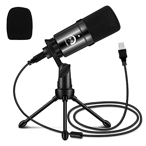 USB Microphone, Condenser Microphone, Professional Cardioid Studio Microphone, Plug and Play Recording Mic Kit Compatible with PC Laptop Mac Windows for Voice Over, Podcasting YouTube, Gaming