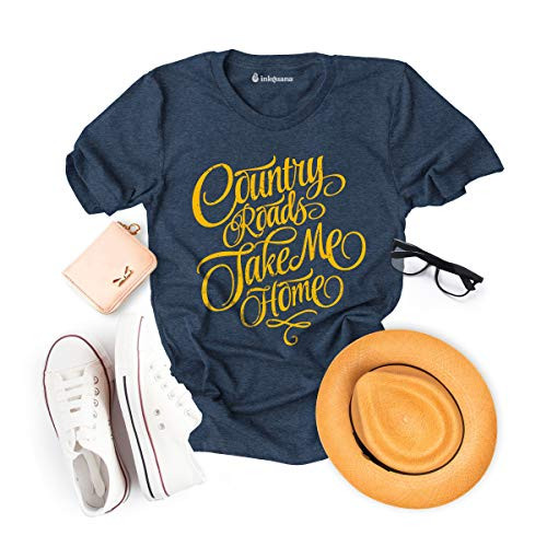Country Roads Take Me Home T Shirt Country West Virginia Music Casual Tees Tops Plus Size -Rustic Heather Navy, 3X-Large- Country Roads Take Me Home T Shirt Country West Virginia Music Casual Tees Tops Plus Size -Rustic Heather Navy, 3X-Large-