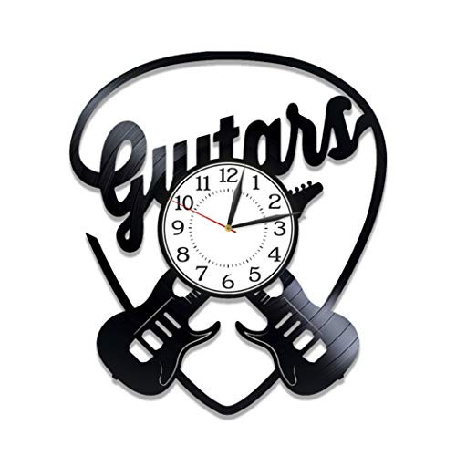 Kovides Guitars Handmade Clock 12 Inch Music Wall Clock 12 Inch Guitars for Man and Woman Music Original Home Decor Guitars Vinyl Record Wall Clock Guitars Birthday Gift Idea