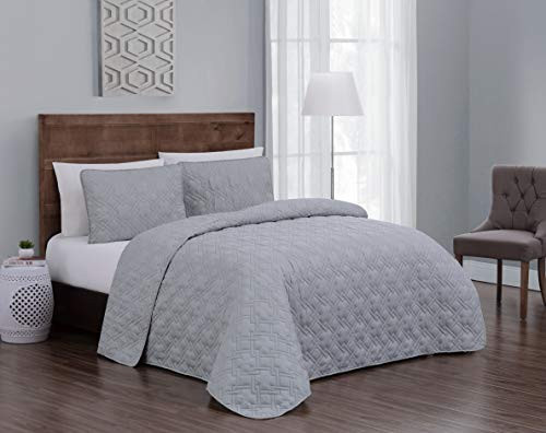 Geneva Home Fashion Jess Quilt Set Queen Light Grey