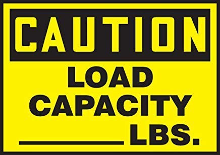 Caution Load Capacity- Lbs. Safety Sign, Funny Warning Stickers,Self Adhesive Vinyl,Safety Sign Label Decal, 3.5 Height X 5 Width, Black On Yellow
