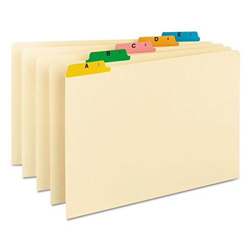 Smead 52180 Recycled Top Tab File Guides Alpha 1/5 Tab Manila/Color Legal 25/Set