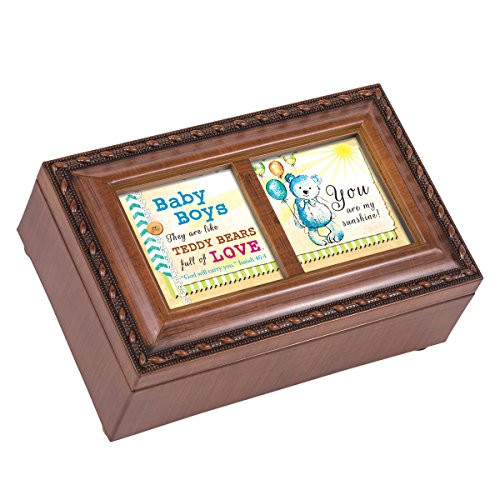 Cottage Garden Baby Boys are Like Teddy Bears Woodgrain Rope Trim Jewelry Music Box Plays Jesus Loves Me Cottage Garden Baby Boys are Like Teddy Bears Woodgrain Rope Trim Jewelry Music Box Plays Jesus Loves Me