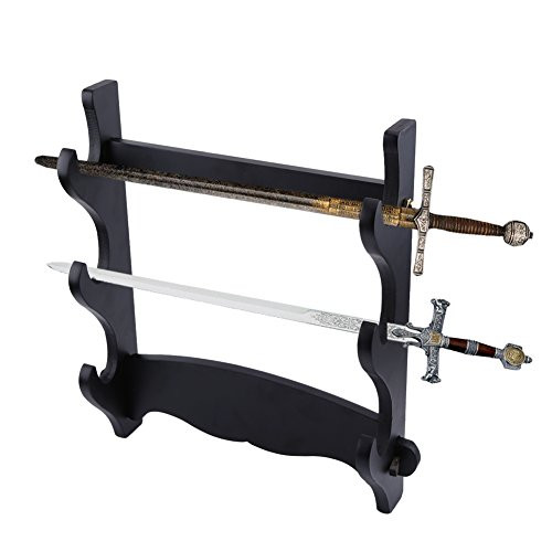 Sword Holder, 3 Tiers High Density Board Wall Mounted Samurai Sword Katana Holder Sword Stand Hanger Bracket Display Rack for Katana Wakizashi and Standard Swords