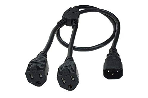 SF Cable, 3ft Splitter Power Cord IEC 60320 C14 to NEMA 5-15R x 2 SJT 16 AWG 13A/125V