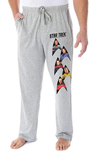 INTIMO Star Trek Men's Captain Kirk Picard Janeway Archer Sisko Insignia Stack Lounge Pajama Pants -2X-Large- Heather Grey