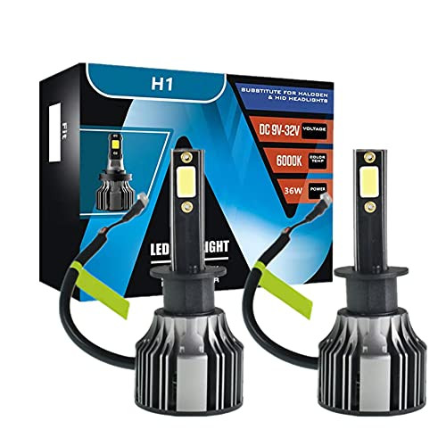 munirater 2-Pack H1 LED Headlight Bulbs Conversion Kit 72W 10000LM 6000K Bright White High Low Beam Headlight, Halogen Headlight Replacement LED Fog Light Bulbs