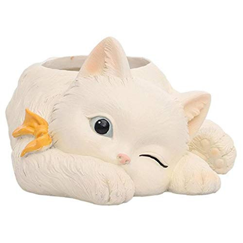 Plant Pot Bonsai Flower Pots Cat Shape Small Planter Pots for Home Office Desk Cute Cartoon Cat Shape Creative Flower Pot 1PC 6.69x3.93inch