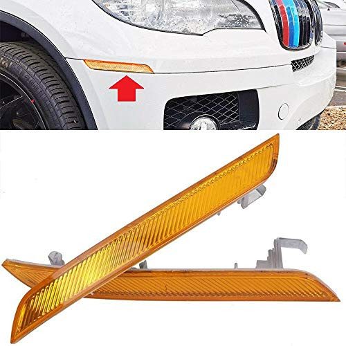 alittlepanda Bright-TECH Series Amber Lens Clip On Skull Front Bumper Side Marker Replacement Reflector Kit Designed for E71 X6 E70 X5M