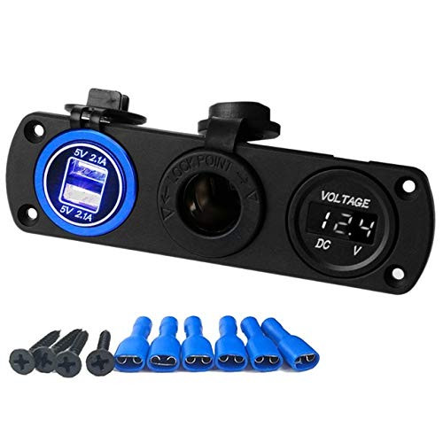 Davitu Cables, Adapters  and  Sockets - 12-24V Dual USB Car Cigarette Lighter 4.2A Charger LED Digital Display Voltmeter - -Color Name: WHITE-