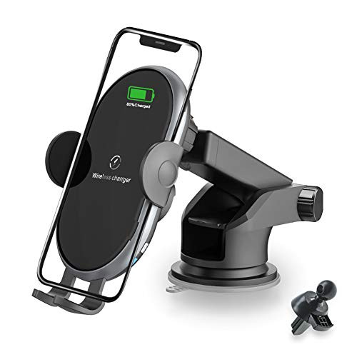 Chargeur sans fil Qi Pour Voiture - Chargeur de Voiture 10 W/7,5 W/5 W - Auto-serrage - Pour Tableau de Bord - Compatible avec iPhone 11 Series/X/XR Galaxy Note10/S10/S20