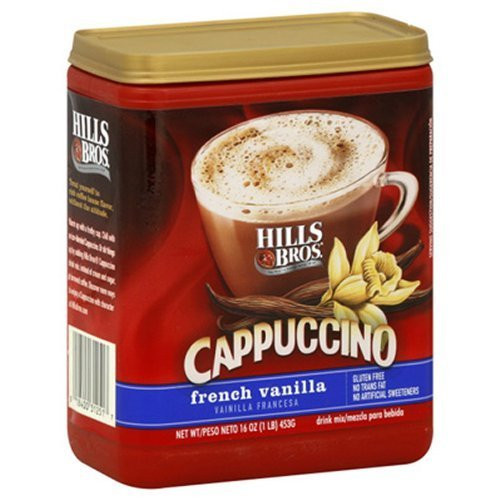Hills Bros. Instant Cappuccino Mix, French Vanilla Cappuccino Mix Easy to Use, Enjoy Coffeehouse Flavor from HomeDecadent Cappuccino with a Hint of Sweetnessand Vanilla in Light Coffee-16 Ounces, Pack of 3-