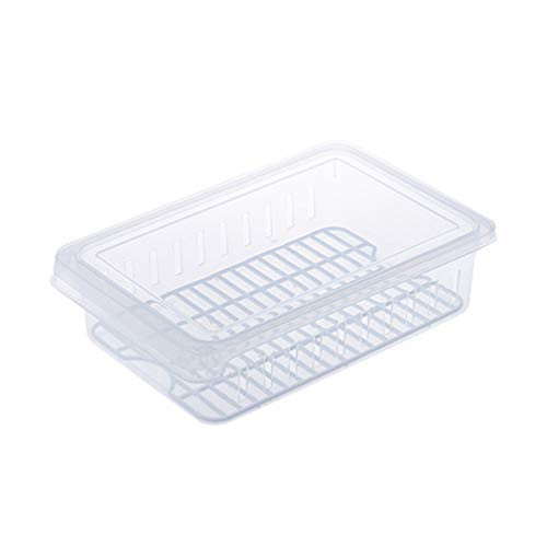 UPKOCH Refrigerator Food Storage Container bin plastic fridge storage organizer with Removable Drain Plate and Lid UPKOCH Refrigerator Food Storage Container bin plastic fridge storage organizer with Removable Drain Plate and Lid