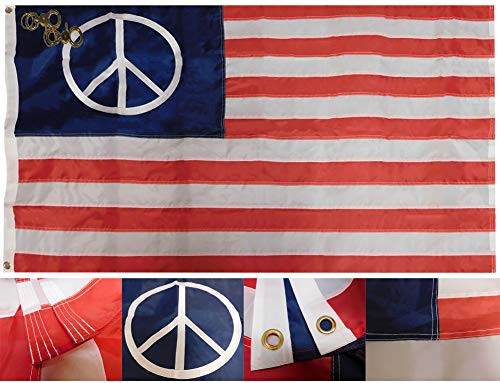 Trade Winds USA Peace Sign Solid 3x5 3'x5' Rough Tex 100 percent Dura-Last Nylon 150D Embroidered Flag Banner with 2 Clips Trade Winds USA Peace Sign Solid 3x5 3'x5' Rough Tex 100 percent Dura-Last Nylon 150D Embroidered Flag Banner with 2 Clips