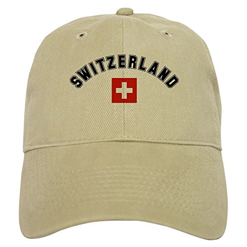 CafePress Swiss Flag Baseball Cap with Adjustable Closure, Unique Printed Baseball Hat Khaki
