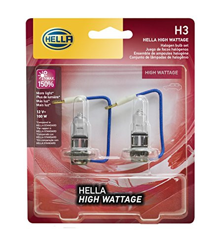 HELLA H3 100WTB Twin Blister High Wattage Bulbs, 12V, 2 Pack
